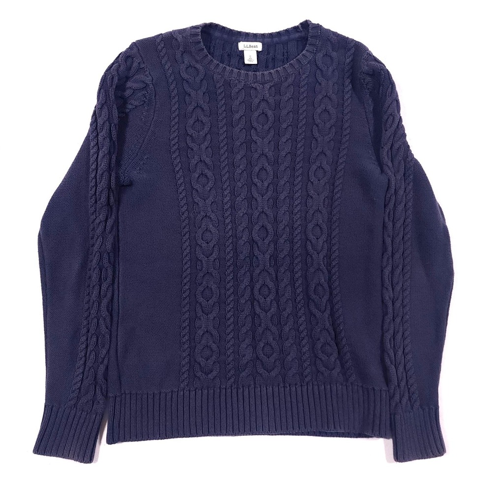 L.L. Bean Sweater Womens Small Double L Cable Knit Academia Preppy Chic Granola